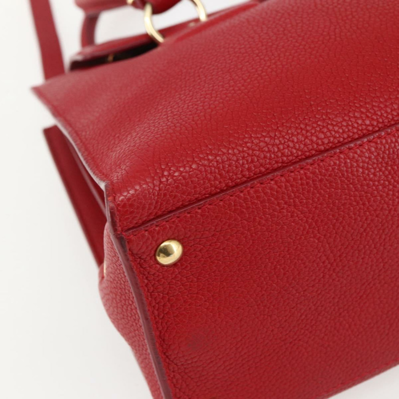 【日本直送】Salvatore Ferragamo Gancini 手提包 皮革 2 向 紅金 正品 143649V-16