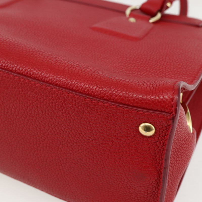【日本直送】Salvatore Ferragamo Gancini 手提包 皮革 2 向 紅金 正品 143649V-17