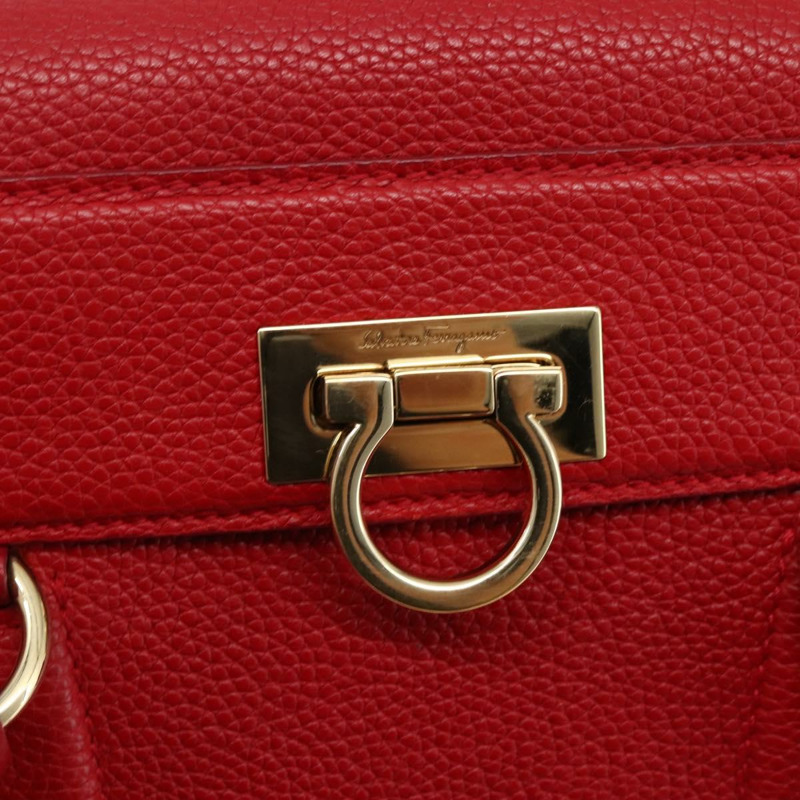 【日本直送】Salvatore Ferragamo Gancini 手提包 皮革 2 向 紅金 正品 143649V-18