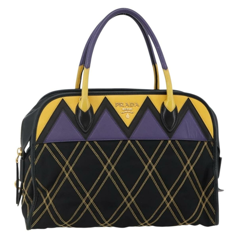 【日本直送】PRADA 手提包 尼龍皮革 黑金色 正品 128923A-0