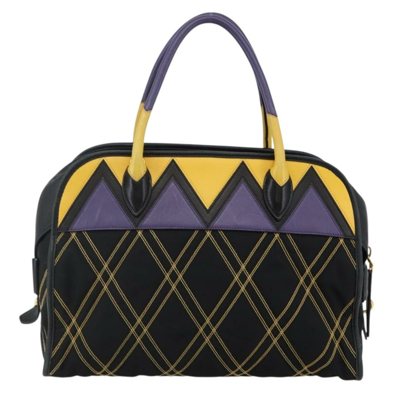 【日本直送】PRADA 手提包 尼龍皮革 黑金色 正品 128923A-1