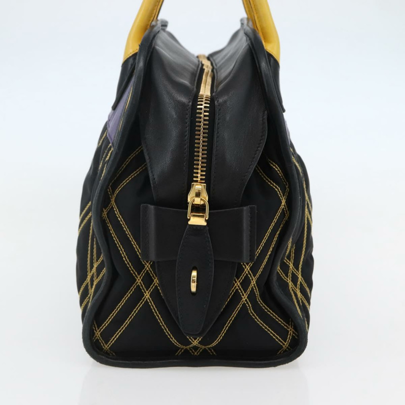 【日本直送】PRADA 手提包 尼龍皮革 黑金色 正品 128923A-2