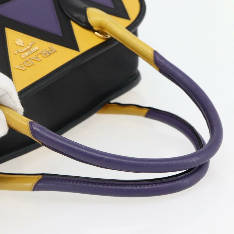 【日本直送】PRADA 手提包 尼龍皮革 黑金色 正品 128923A-6