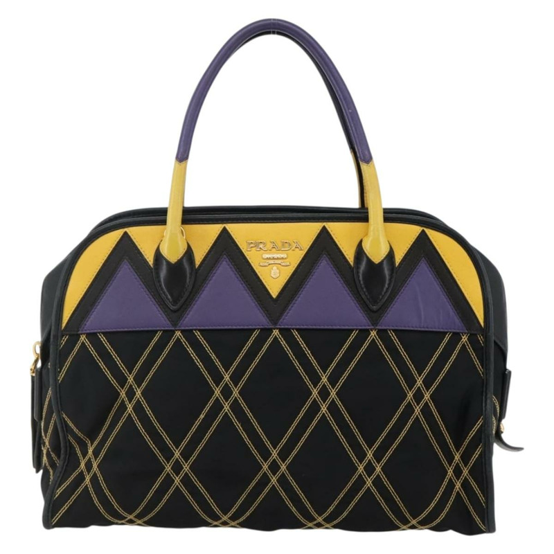 【日本直送】PRADA 手提包 尼龍皮革 黑金色 正品 128923A-12