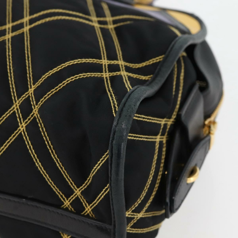 【日本直送】PRADA 手提包 尼龍皮革 黑金色 正品 128923A-14