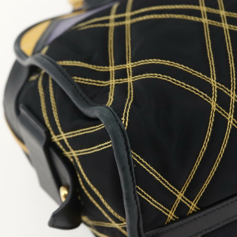 【日本直送】PRADA 手提包 尼龍皮革 黑金色 正品 128923A-15