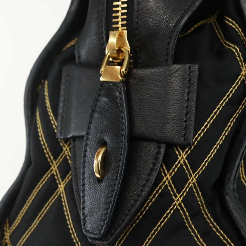 【日本直送】PRADA 手提包 尼龍皮革 黑金色 正品 128923A-16