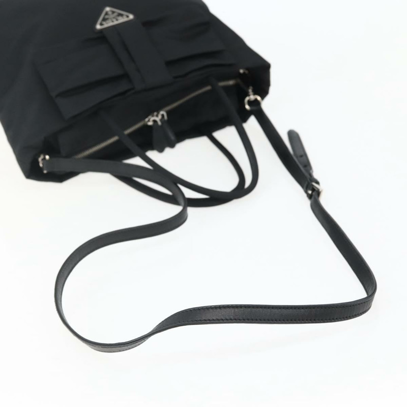 【日本直送】PRADA 手提包 尼龍 2 向 黑色 銀色 正品 139041V-7