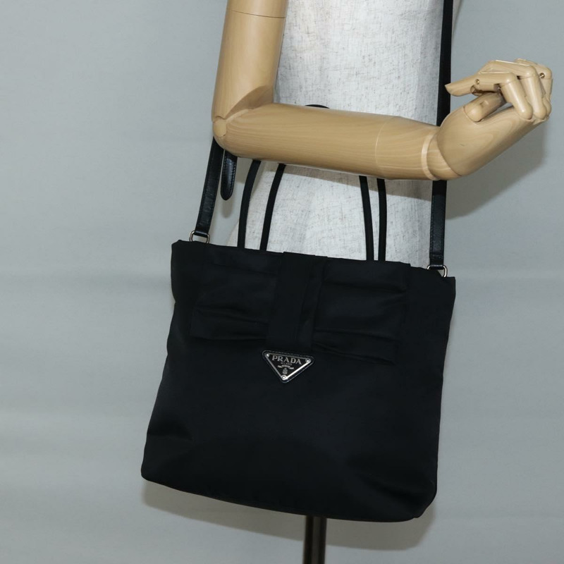 【日本直送】PRADA 手提包 尼龍 2 向 黑色 銀色 正品 139041V-25
