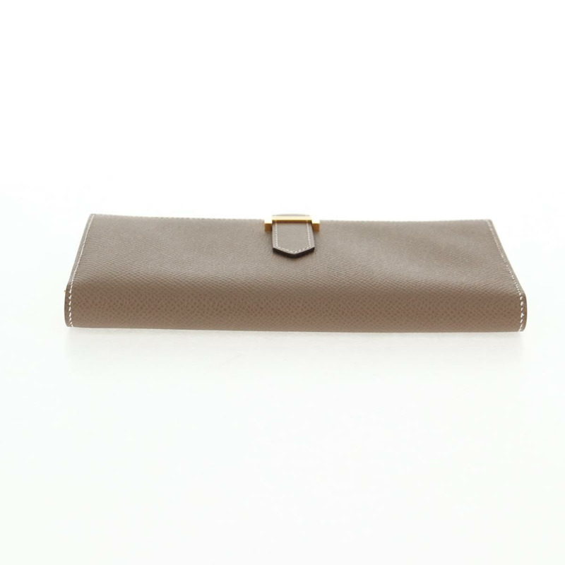 【日本直送】愛馬仕 Beansufla 皮夾 皮革 米色 金色 正品 139050M-6