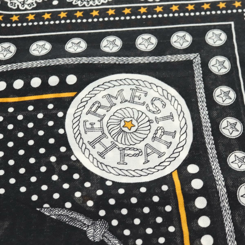 【日本直送】HERMES Carre Geant 140 圍巾「Zouaves et Dragons」羊絨黑色正品 139048M-7