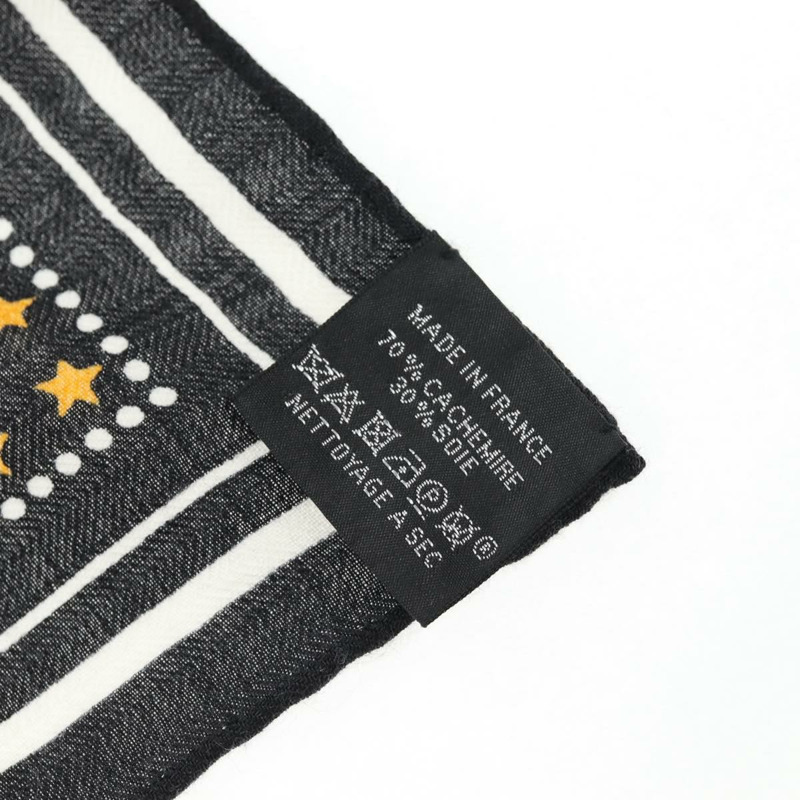 【日本直送】HERMES Carre Geant 140 圍巾「Zouaves et Dragons」羊絨黑色正品 139048M-9