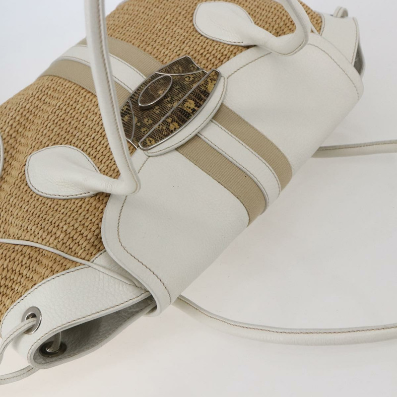 【日本直送】PRADA 托特包 拉菲草 白色 銀色 正品 128924-5