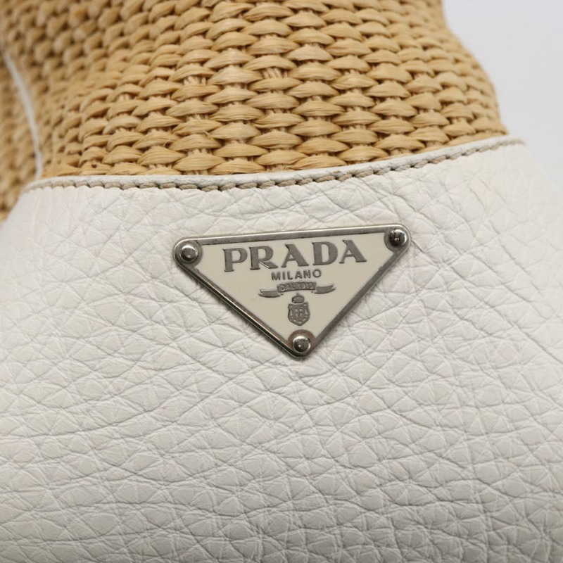 【日本直送】PRADA 托特包 拉菲草 白色 銀色 正品 128924-16