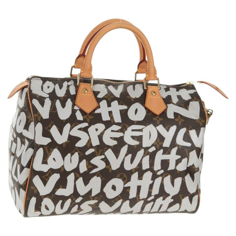 路易威登 Monogram Graffiti Speedy 30 手提包白色 M92195 LV 授權 128933V