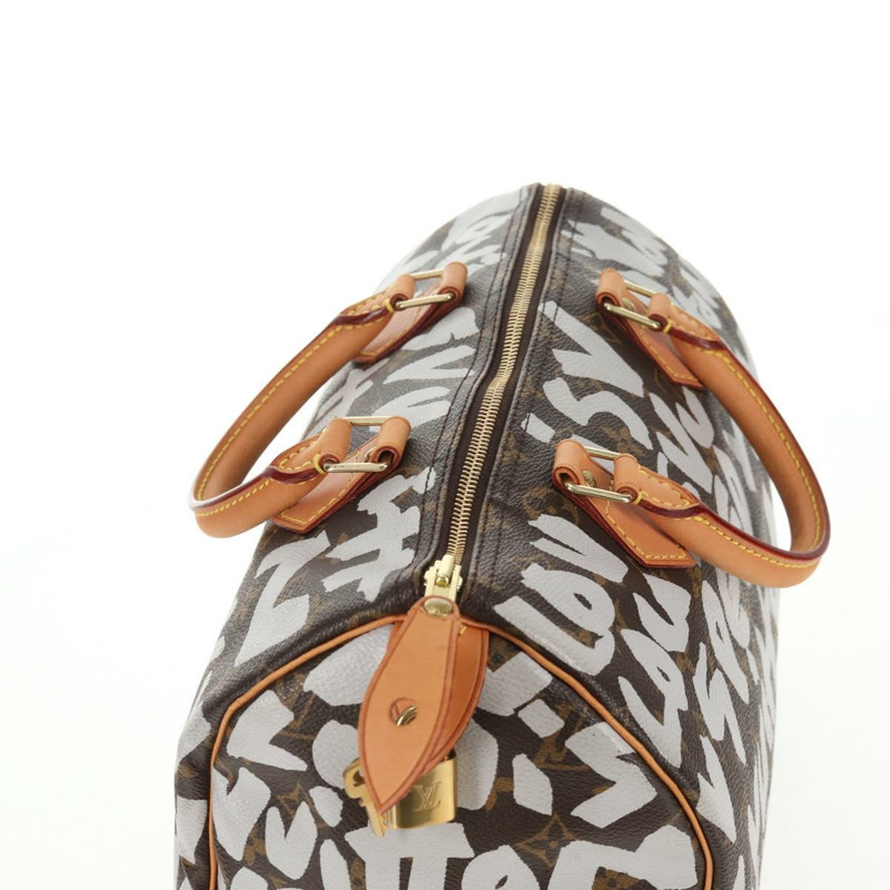 【日本直送】路易威登 Monogram Graffiti Speedy 30 手提包白色 M92195 LV 授權 128933V-5