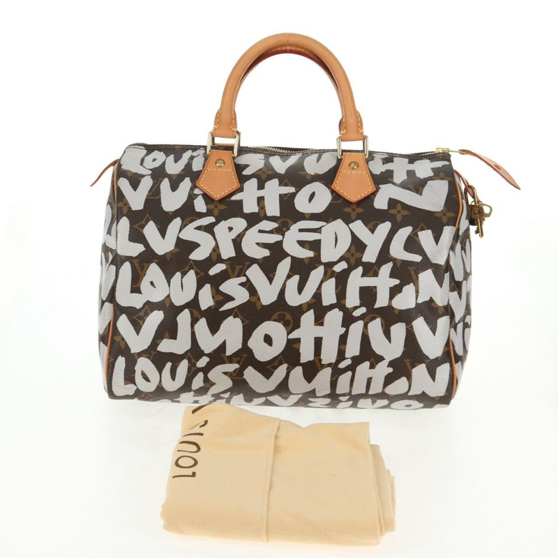 【日本直送】路易威登 Monogram Graffiti Speedy 30 手提包白色 M92195 LV 授權 128933V-11