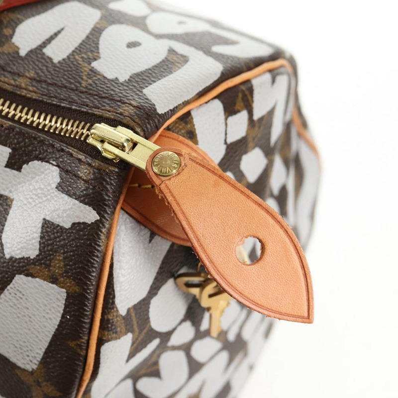 【日本直送】路易威登 Monogram Graffiti Speedy 30 手提包白色 M92195 LV 授權 128933V-19