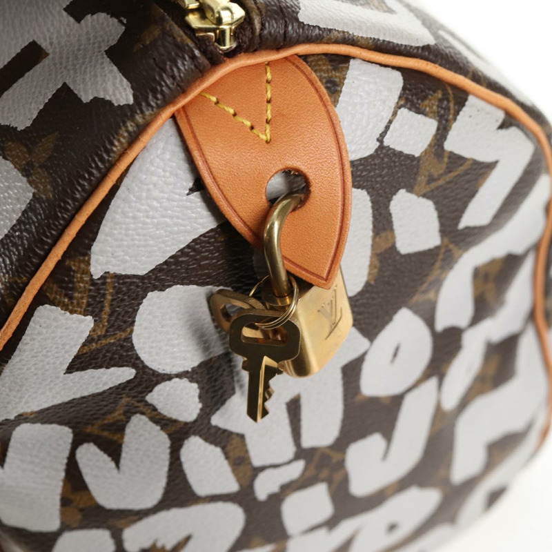 【日本直送】路易威登 Monogram Graffiti Speedy 30 手提包白色 M92195 LV 授權 128933V-20