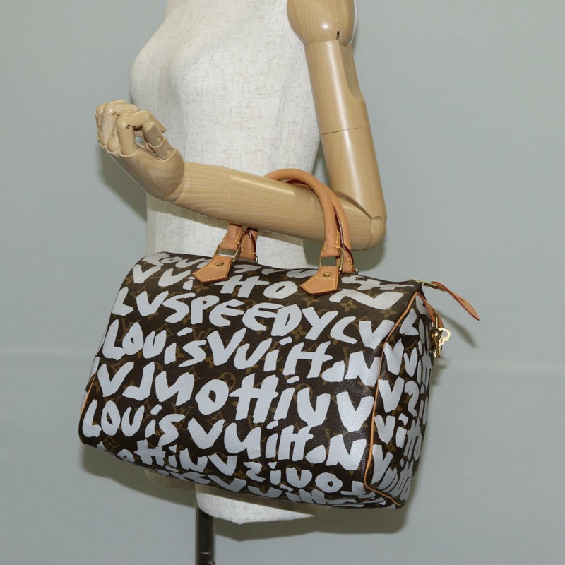 【日本直送】路易威登 Monogram Graffiti Speedy 30 手提包白色 M92195 LV 授權 128933V-25