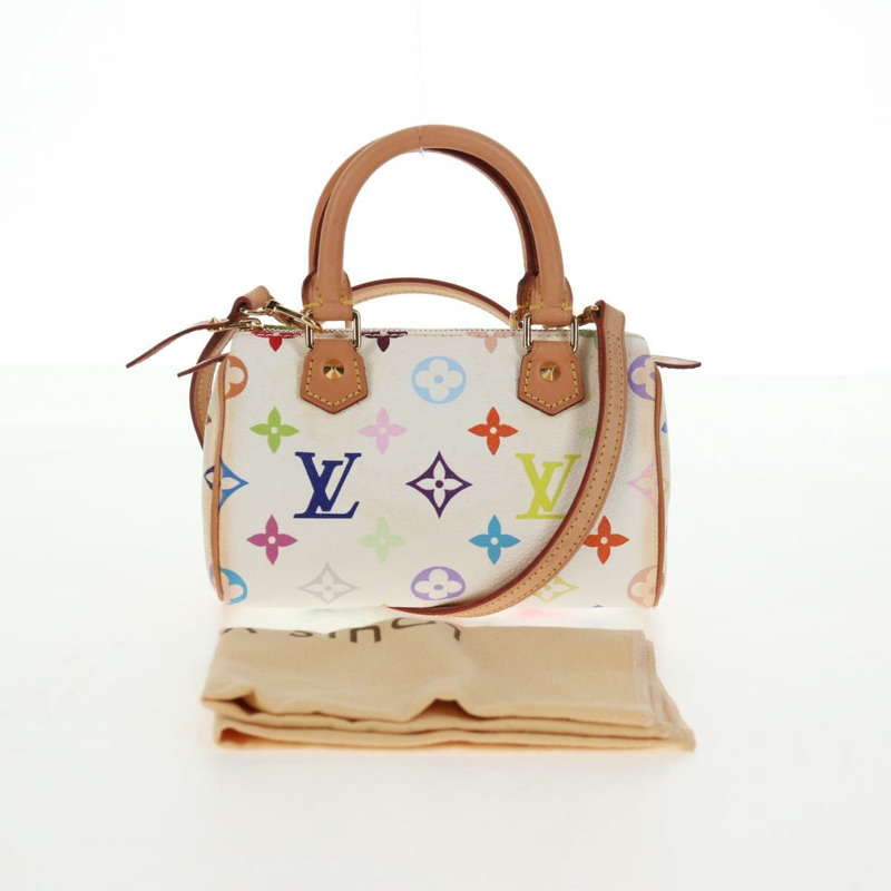 【日本直送】路易威登 Monogram 多色迷你 Speedy 手提包白色 M92645 正品 128931A-11