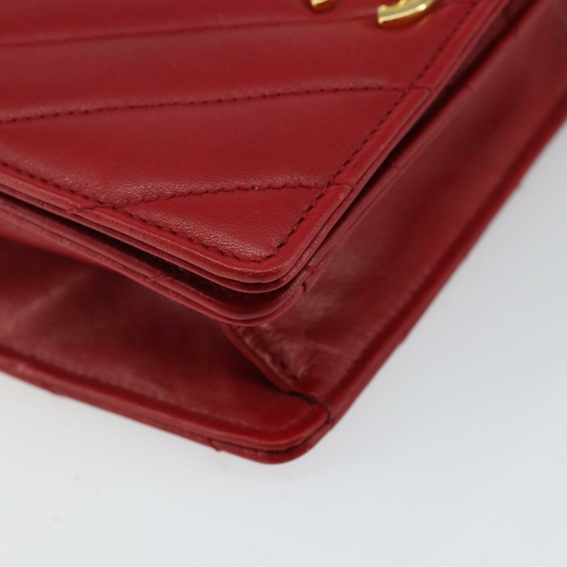 【日本直送】香奈兒 V 型針腳腰包 小羊皮 紅金色 CC 正品 bs29640-13