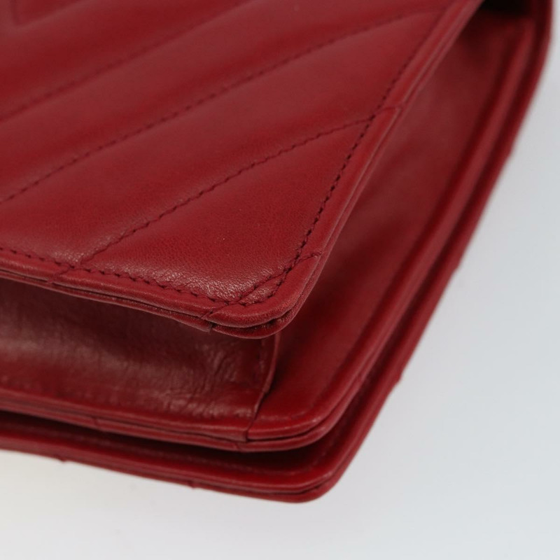 【日本直送】香奈兒 V 型針腳腰包 小羊皮 紅金色 CC 正品 bs29640-14