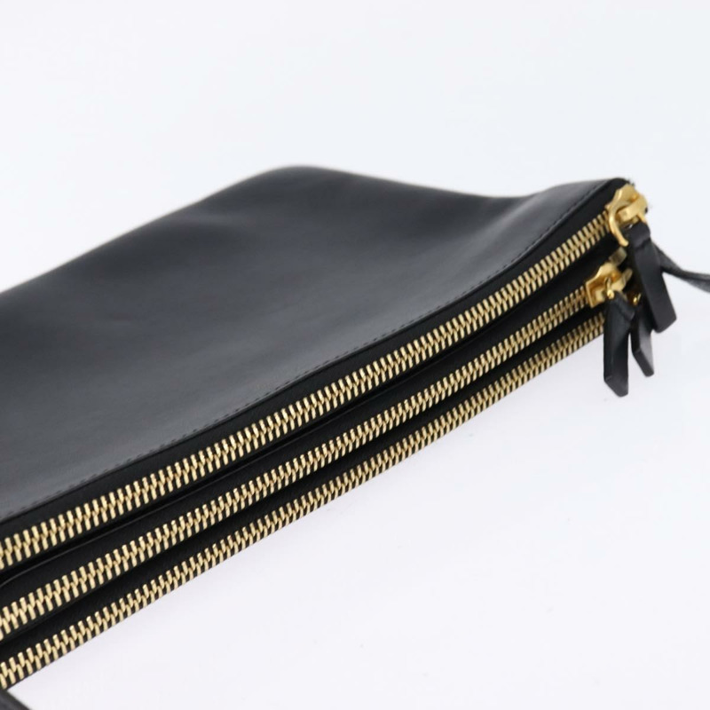 【日本直送】CELINE Trio 肩背包 皮革 黑金 正品 141219V-5