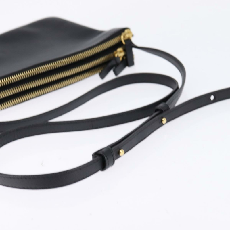 【日本直送】CELINE Trio 肩背包 皮革 黑金 正品 141219V-6