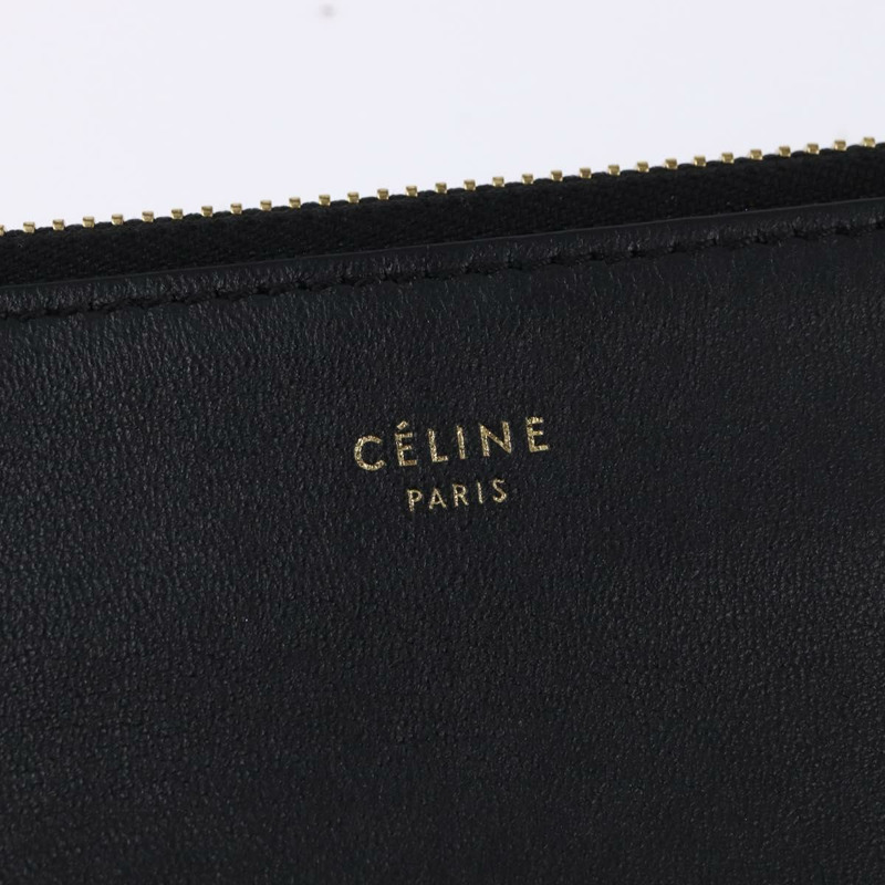 【日本直送】CELINE Trio 肩背包 皮革 黑金 正品 141219V-16