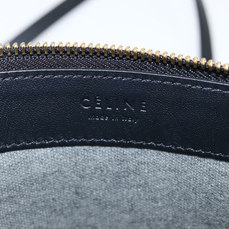 【日本直送】CELINE Trio 肩背包 皮革 黑金 正品 141219V-17