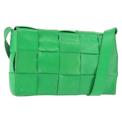 BOTTEGA VENETA MAXI INTRECCIATO 卡式單肩包 皮革 綠色 正品 BA6369