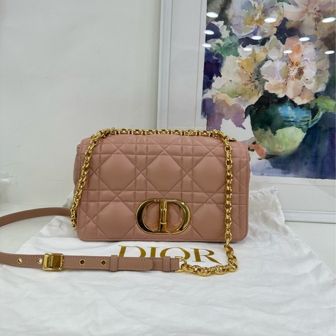 Dior迪奧caro鏈條包中型玫瑰粉牛皮 21年編碼 尺寸：25*14*8cm