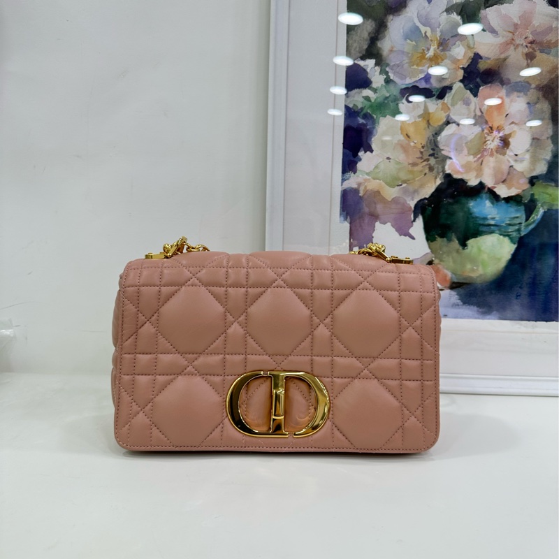 Dior迪奧caro鏈條包中型玫瑰粉牛皮 21年編碼 尺寸:25*14*8cm-1
