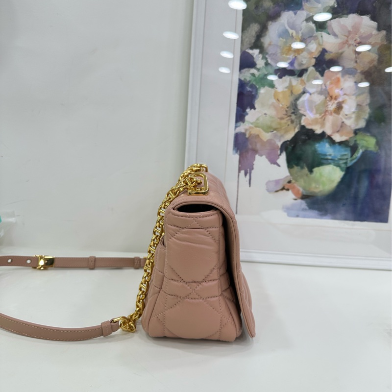 Dior迪奧caro鏈條包中型玫瑰粉牛皮 21年編碼 尺寸:25*14*8cm-3