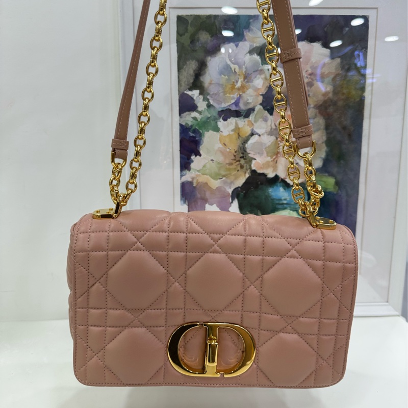 Dior迪奧caro鏈條包中型玫瑰粉牛皮 21年編碼 尺寸:25*14*8cm-5