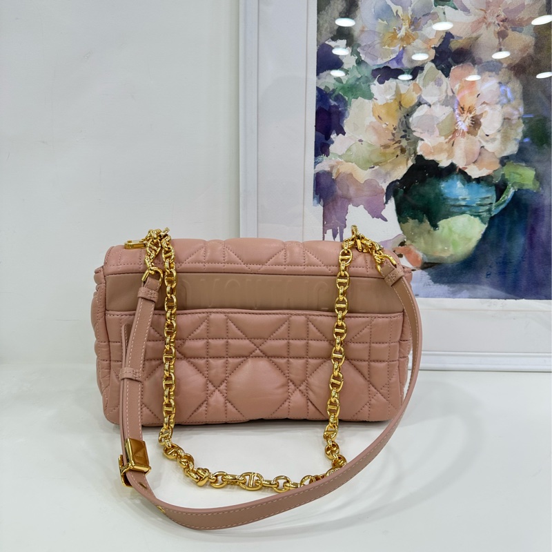 Dior迪奧caro鏈條包中型玫瑰粉牛皮 21年編碼 尺寸:25*14*8cm-6