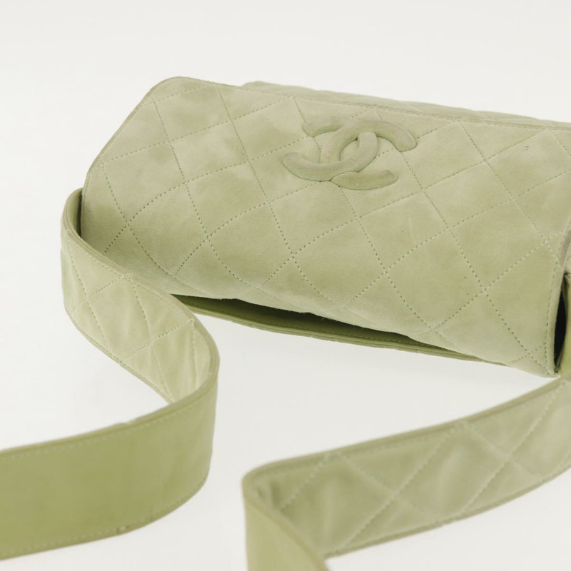 【日本直送】香奈兒 Matelasse 單肩包 絨面革 綠金 CC 正品 144342-5