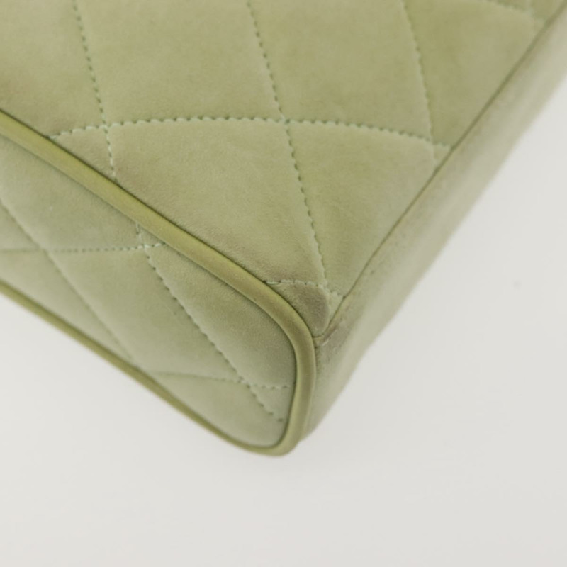 【日本直送】香奈兒 Matelasse 單肩包 絨面革 綠金 CC 正品 144342-11