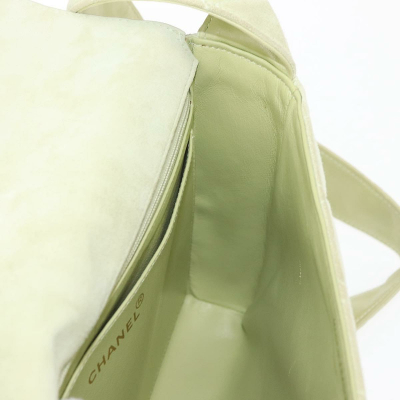 【日本直送】香奈兒 Matelasse 單肩包 絨面革 綠金 CC 正品 144342-20