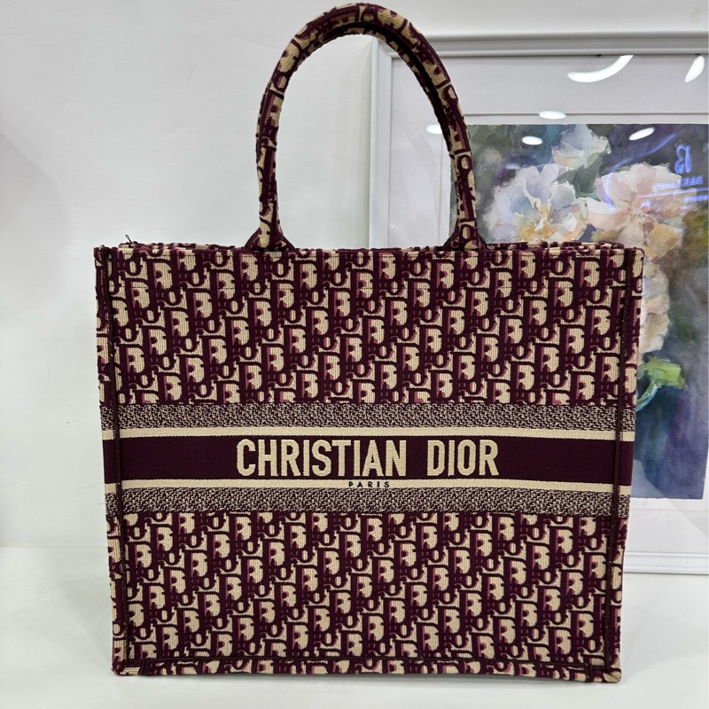 Dior迪奧Booktote系列經典刺繡紅色托特包大號 18年 原始成色-0