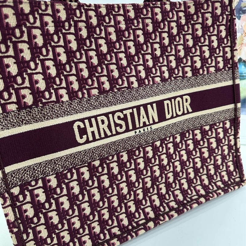 Dior迪奧Booktote系列經典刺繡紅色托特包大號 18年 原始成色-1