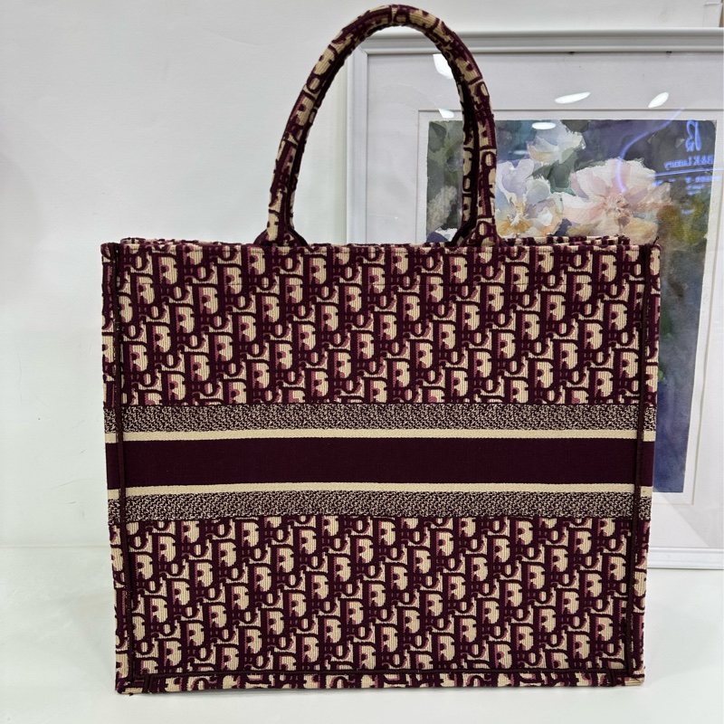 Dior迪奧Booktote系列經典刺繡紅色托特包大號 18年 原始成色-2
