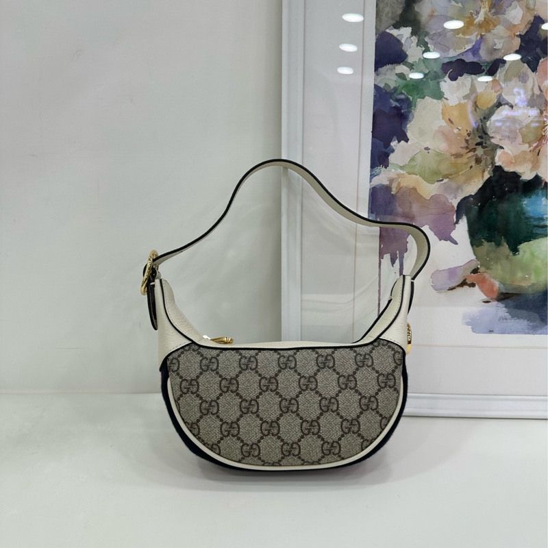 Gucci/古馳 Ophidia系列老花牛皮帆布單肩手提包 腋下包 月亮包 有龍蝦扣 尺寸：20*10*5-3