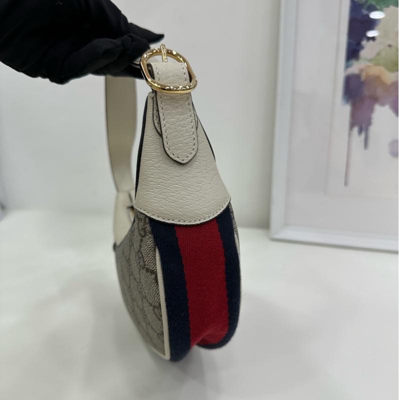 Gucci/古馳 Ophidia系列老花牛皮帆布單肩手提包 腋下包 月亮包 有龍蝦扣 尺寸：20*10*5-5