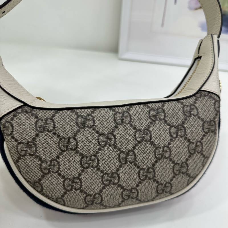 Gucci/古馳 Ophidia系列老花牛皮帆布單肩手提包 腋下包 月亮包 有龍蝦扣 尺寸：20*10*5-7