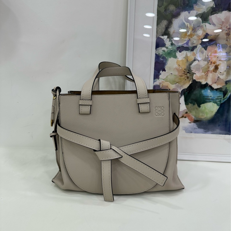 Loewe羅意威 Gate米灰色 tote托特包 帶肩帶 99新近閒置 底長30cm-2