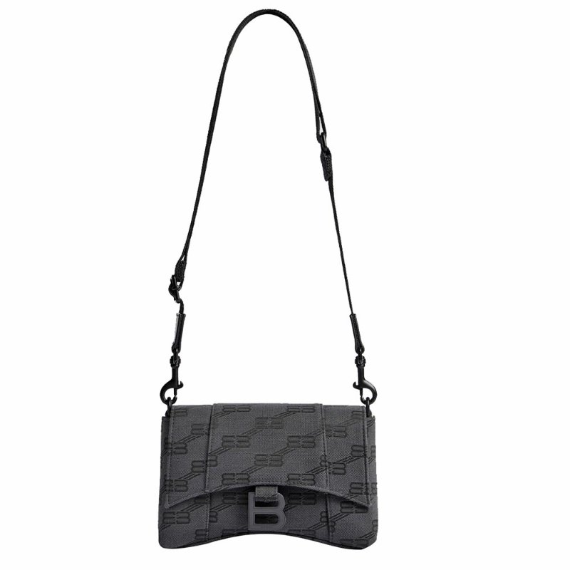 【門市全新現貨】BALENCIAGA 巴黎世家 MONOGRAM LOGO 提花帆布斜背包沙漏包 (附防塵袋)-7