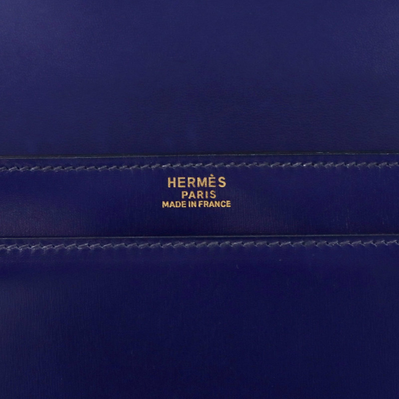 Hermes Hermès Piano 手提包,盒狀小牛皮,藍色,XXL 印章,金色五金配件,1982 年製造-8