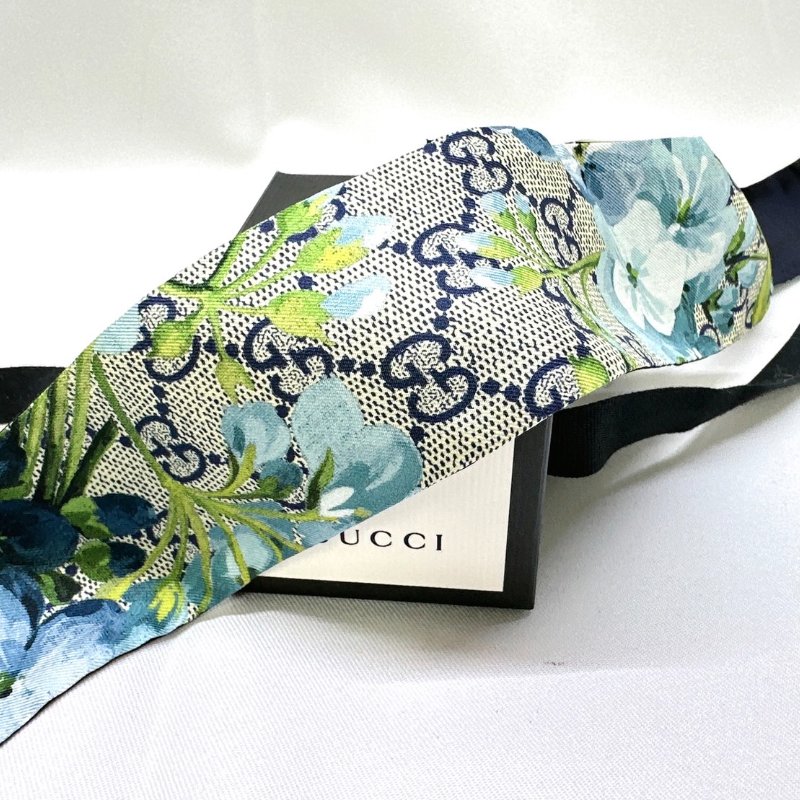 GUCCI 油繪花紋絲巾綁帶-3